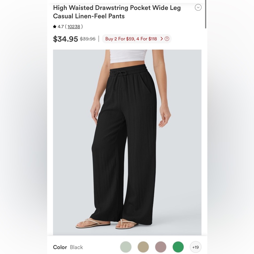 Black Linen Feel Pants